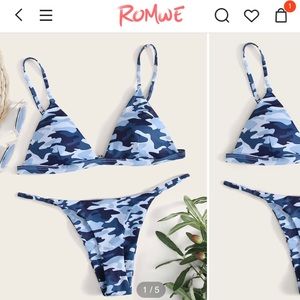 blue camo bikini set